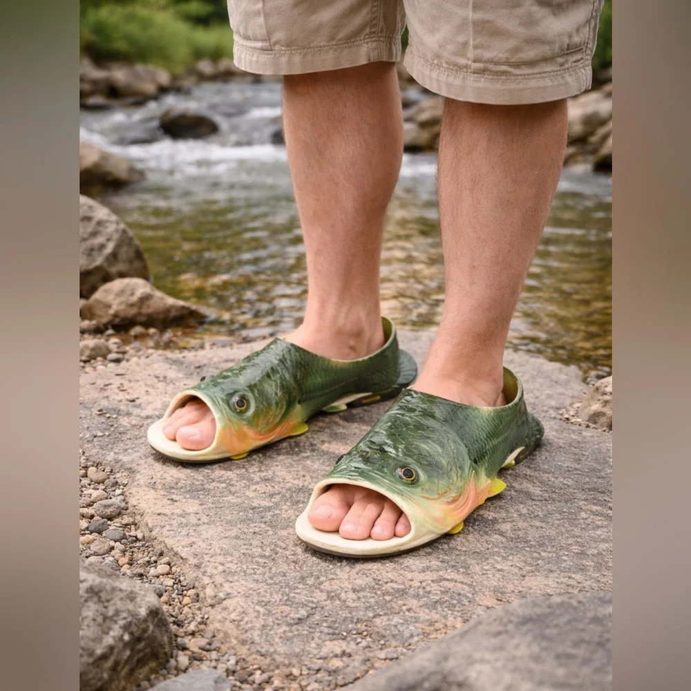 Bass fish sandals men’s size 11/12 unique awesome sandals